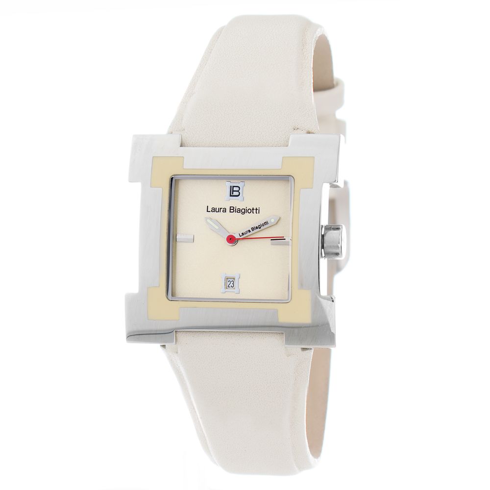 Beige Leather Dress Watch
